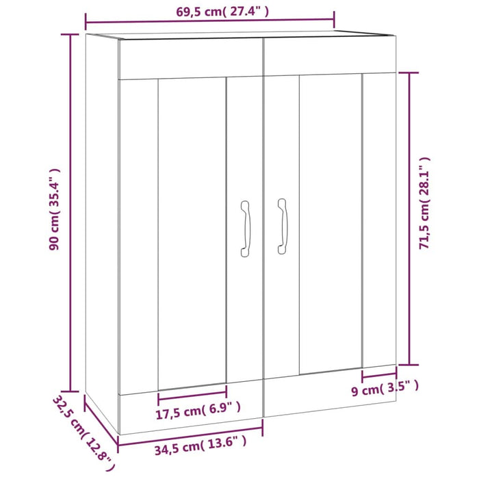Dulap de perete suspendat, alb, 69,5x32,5x90 cm - WALTI WALTI