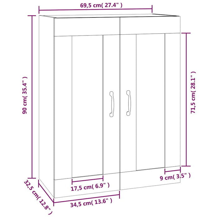 Dulap de perete suspendat, gri beton, 69,5x32,5x90 cm WALTI