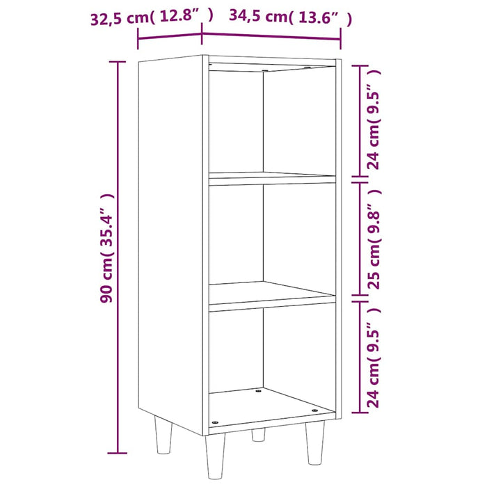 Servantă, alb extralucios, 34,5x32,5x90 cm, lemn compozit WALTI