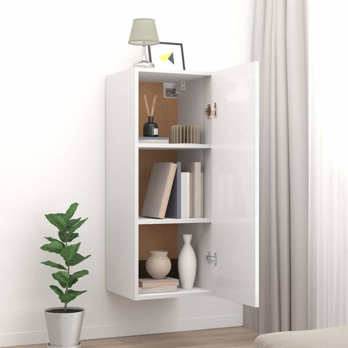 Dulap de perete, alb extralucios, 34,5x34x90 cm, lemn compozit WALTI
