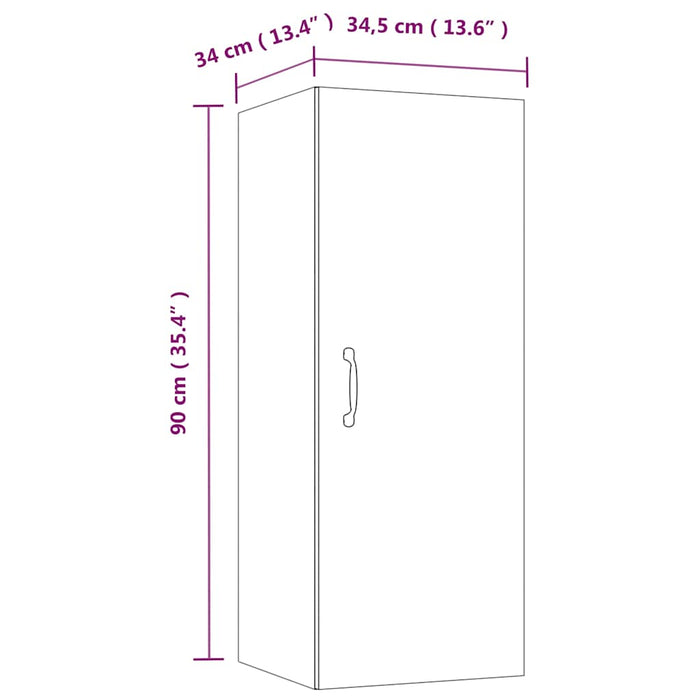 Dulap de perete, alb extralucios, 34,5x34x90 cm, lemn compozit WALTI
