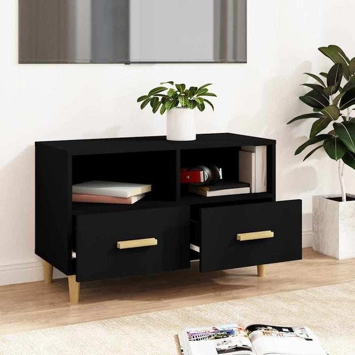 Comodă TV, negru, 80x36x50 cm, lemn prelucrat WALTI