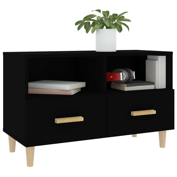Comodă TV, negru, 80x36x50 cm, lemn prelucrat WALTI