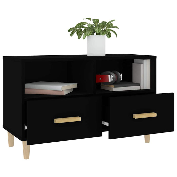 Comodă TV, negru, 80x36x50 cm, lemn prelucrat WALTI