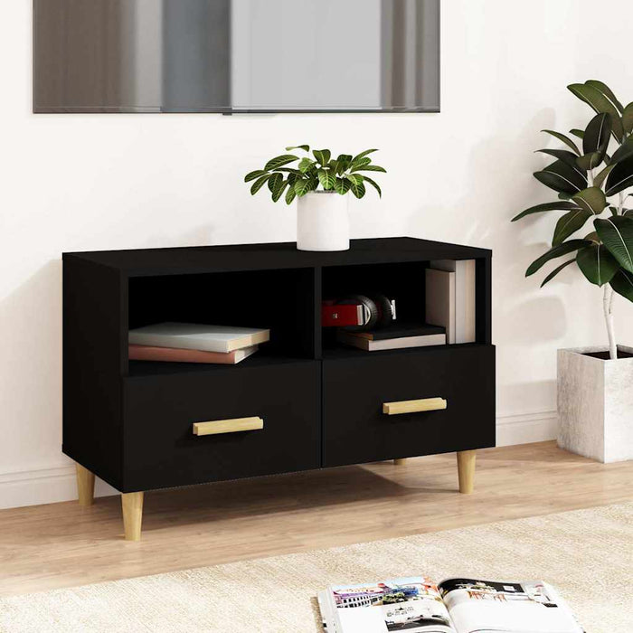 Comodă TV, negru, 80x36x50 cm, lemn prelucrat WALTI