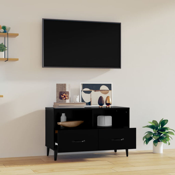 Comodă TV, negru, 80x36x50 cm, lemn prelucrat WALTI