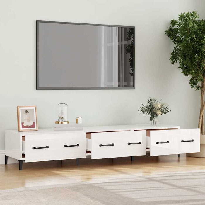 Comodă TV, alb extralucios, 150x34,5x30 cm, lemn prelucrat WALTI