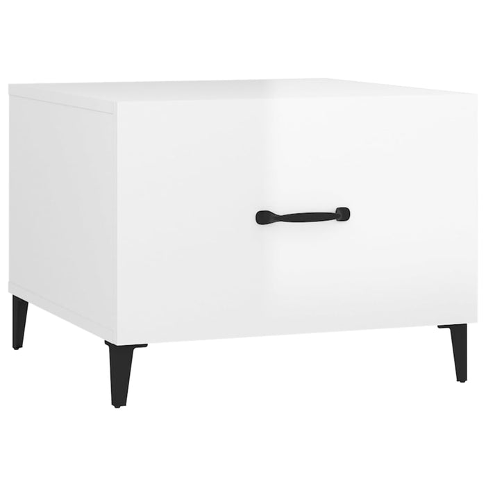Măsuță de cafea picioare metalice alb extralucios 50x50x40 cm - WALTI WALTI
