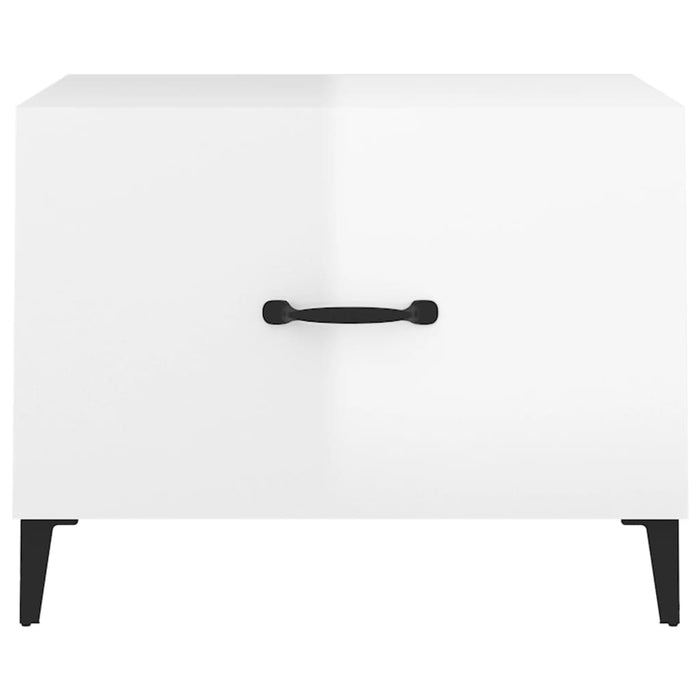 Măsuță de cafea picioare metalice alb extralucios 50x50x40 cm - WALTI WALTI