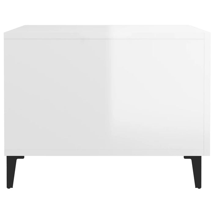 Măsuță de cafea picioare metalice alb extralucios 50x50x40 cm - WALTI WALTI
