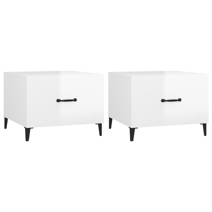 Măsuțe cafea picioare metalice 2 buc alb extralucios 50x50x40cm - WALTI WALTI