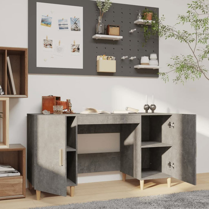 Birou, gri beton, 140x50x75 cm, lemn compozit - WALTI WALTI