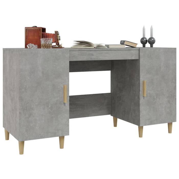 Birou, gri beton, 140x50x75 cm, lemn compozit - WALTI WALTI