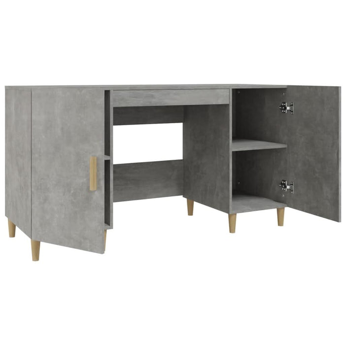 Birou, gri beton, 140x50x75 cm, lemn compozit - WALTI WALTI