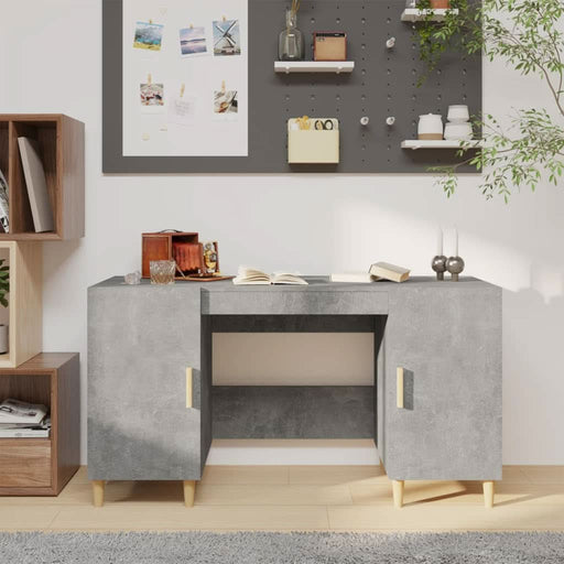 Birou, gri beton, 140x50x75 cm, lemn compozit - WALTI WALTI