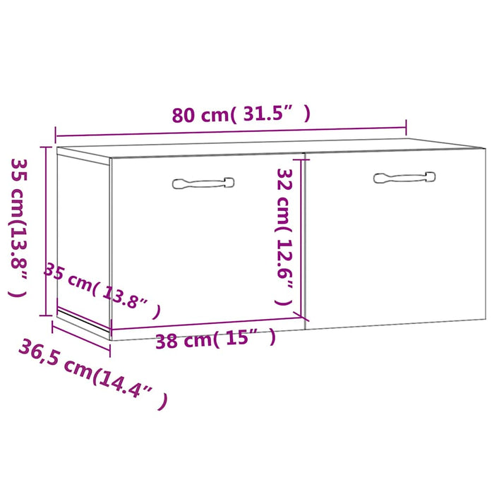 Dulap de perete, alb extralucios, 80x36,5x35 cm, lemn compozit WALTI