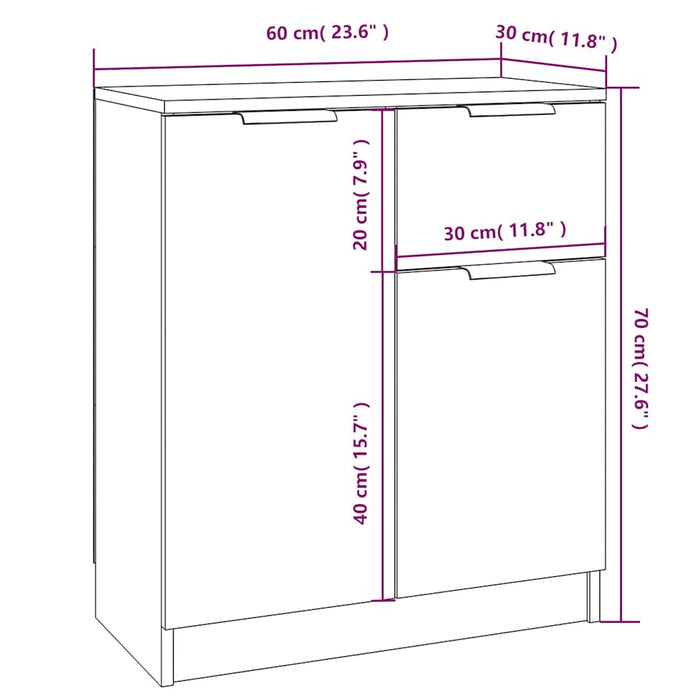 Dulap, stejar maro, 60x30x70 cm, lemn prelucrat WALTI