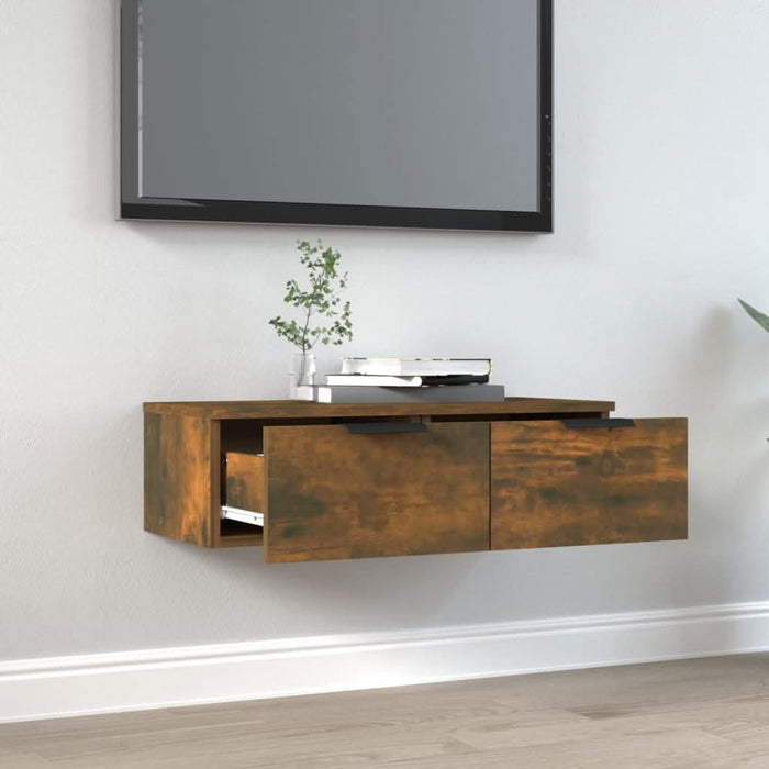 Dulap de perete stejar afumat 68x30x20 cm lemn prelucrat - WALTI WALTI