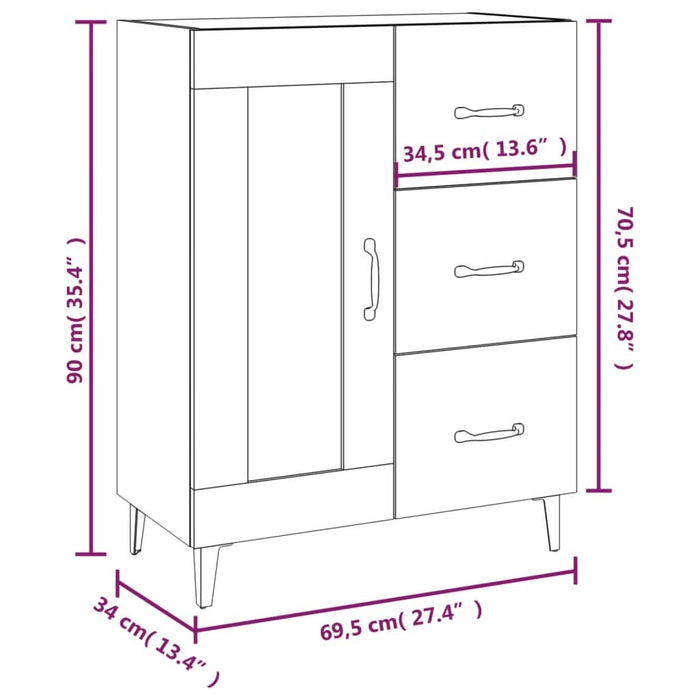 Dulap, gri sonoma, 69,5x34x90 cm, lemn compozit - WALTI WALTI