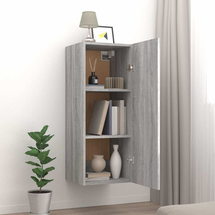 Dulap perete suspendat gri sonoma 34,5x34x90 cm lemn compozit WALTI