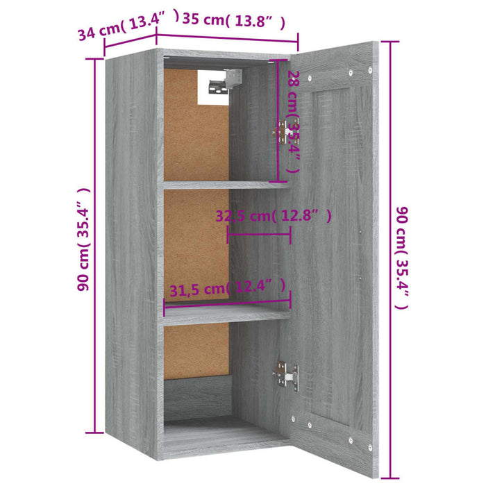 Dulap suspendat, gri sonoma, 35x34x90 cm, lemn prelucrat - WALTI WALTI