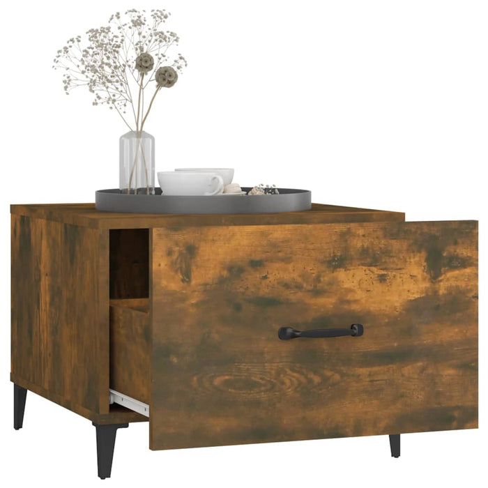 Măsuță de cafea cu picioare metalice stejar fumuriu 50x50x40 cm - WALTI WALTI