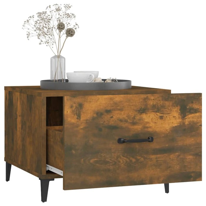Măsuțe cafea picioare metalice 2 buc stejar fumuriu 50x50x40 cm - WALTI WALTI