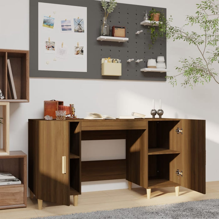 Birou, stejar maro, 140x50x75 cm, lemn compozit - WALTI WALTI