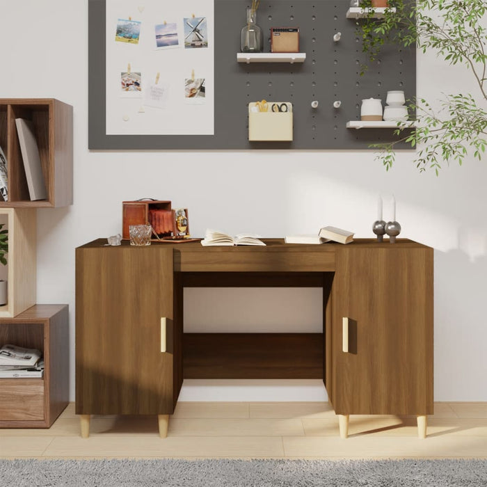 Birou, stejar maro, 140x50x75 cm, lemn compozit - WALTI WALTI