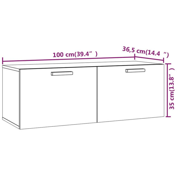 Dulap de perete, stejar maro, 100x36,5x35 cm, lemn prelucrat - WALTI WALTI