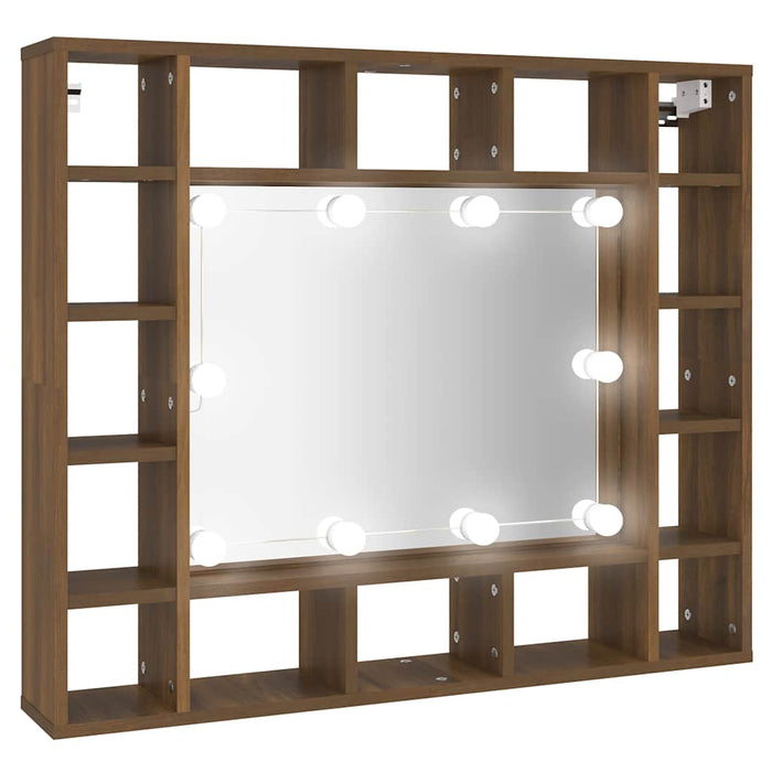 Dulap cu oglindă și LED, stejar maro, 91x15x76,5 cm WALTI