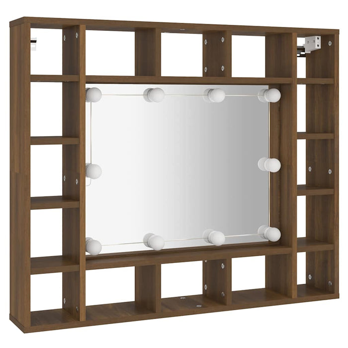 Dulap cu oglindă și LED, stejar maro, 91x15x76,5 cm WALTI