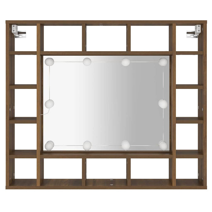 Dulap cu oglindă și LED, stejar maro, 91x15x76,5 cm WALTI