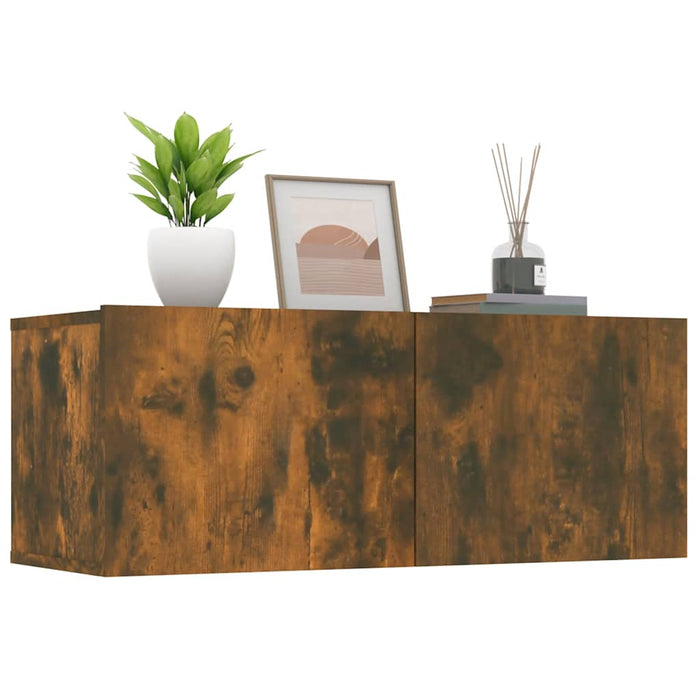 Comode TV, 2 buc., stejar afumat, 80x30x30 cm lemn prelucrat - WALTI WALTI