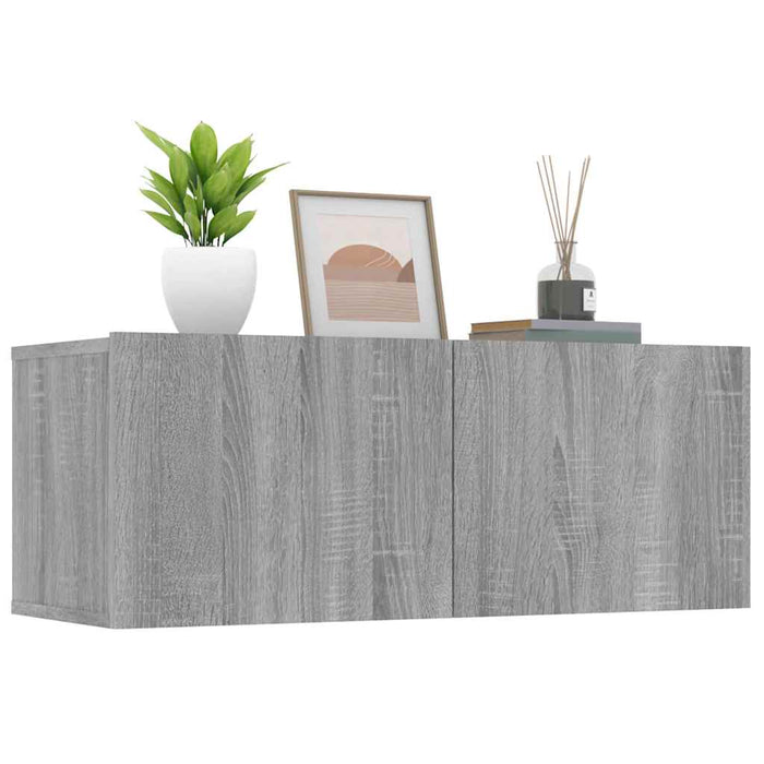 Comode TV, 2 buc., gri sonoma, 80x30x30 cm, lemn prelucrat - WALTI WALTI