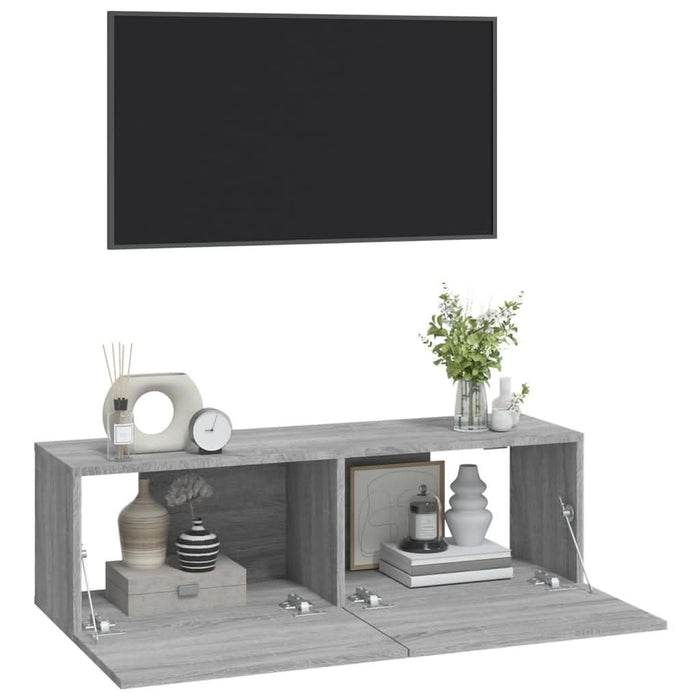 Comode TV, 2 buc., gri sonoma, 100x30x30 cm, lemn prelucrat - WALTI WALTI