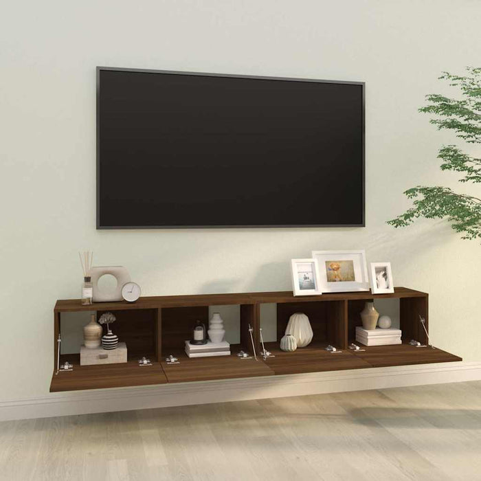 Comode TV, 2 buc., stejar maro, 100x30x30 cm, lemn prelucrat WALTI
