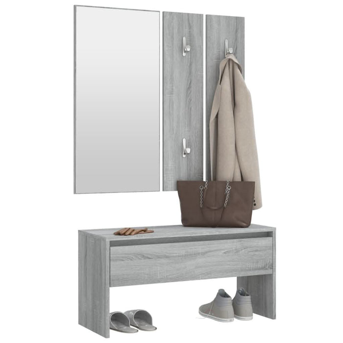 Set de mobilier pentru hol, gri sonoma, lemn prelucrat - WALTI WALTI