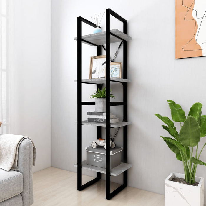 Bibliotecă cu 4 niveluri gri sonoma 40x30x140 cm lemn compozit - WALTI WALTI