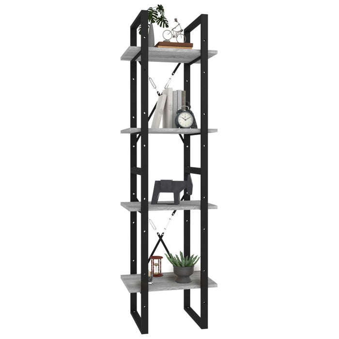 Bibliotecă cu 4 niveluri gri sonoma 40x30x140 cm lemn compozit - WALTI WALTI