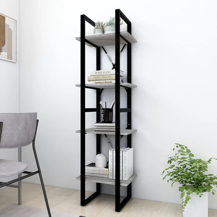 Bibliotecă cu 4 niveluri gri sonoma 40x30x140 cm lemn compozit - WALTI WALTI