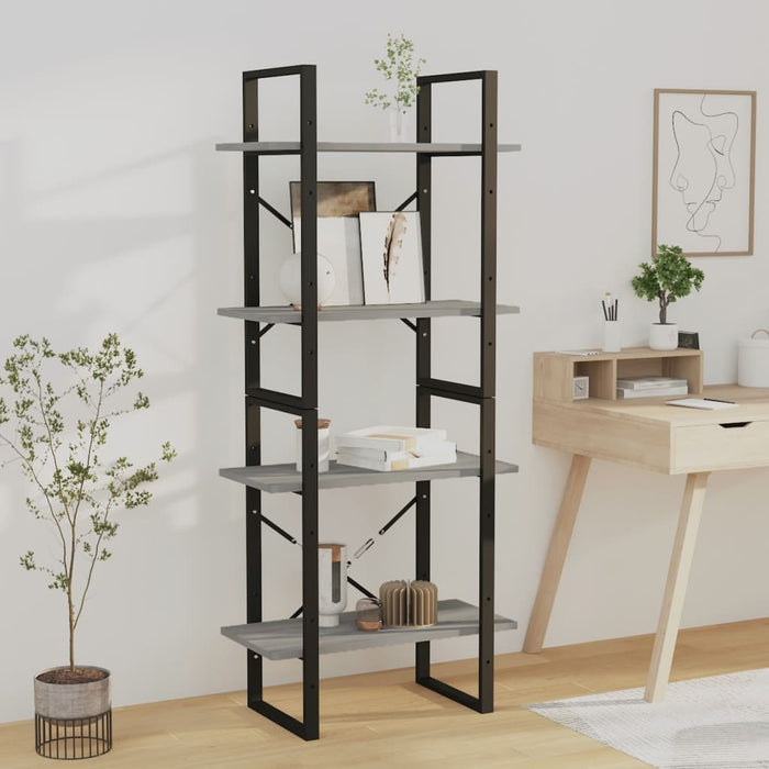 Bibliotecă cu 4 niveluri gri sonoma 60x30x140 cm lemn compozit - WALTI WALTI