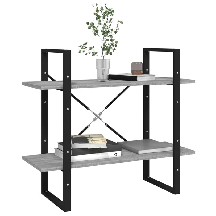 Bibliotecă 2 niveluri gri sonoma 80x30x70 cm lemn compozit - WALTI WALTI