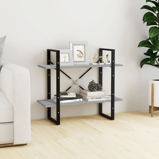 Bibliotecă 2 niveluri gri sonoma 80x30x70 cm lemn compozit - WALTI WALTI