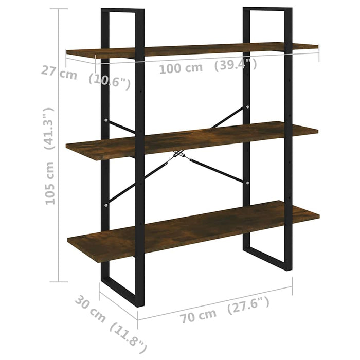 Bibliotecă, stejar fumuriu, 100x30x105 cm, lemn prelucrat WALTI