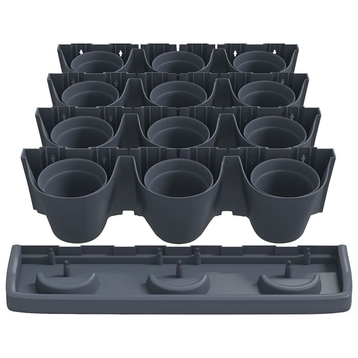 Set ghivece de plante verticale 12 buc. antracit polipropilenă - WALTI WALTI