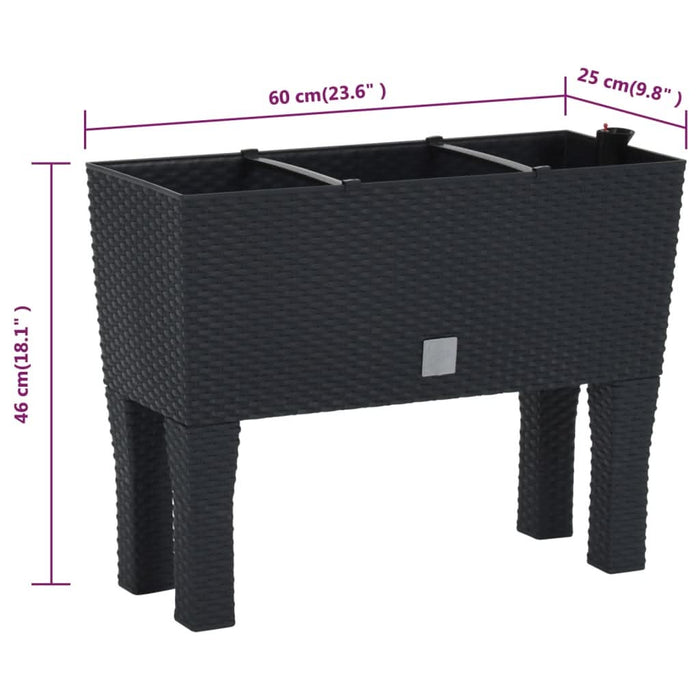 Strat de grădină înălțat antracit 60x25x46 cm ratan PP - WALTI WALTI