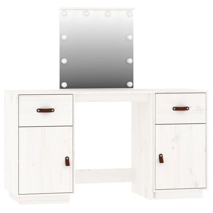 Set de masă de toaletă cu LED, alb, lemn masiv de pin - WALTI WALTI
