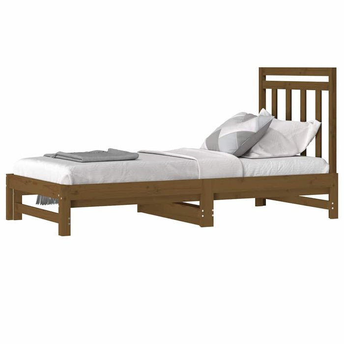 Pat de zi extensibil maro miere 2x(90x190) cm lemn masiv de pin WALTI