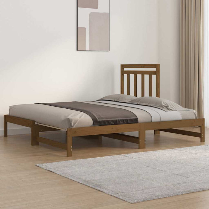 Pat de zi extensibil maro miere 2x(90x190) cm lemn masiv de pin WALTI